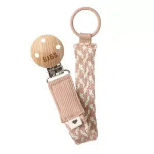 BIBS Pacifier Clip Braided Blush/Ivory-Suttesnor-Bibs-Pink-Ollifant.dk