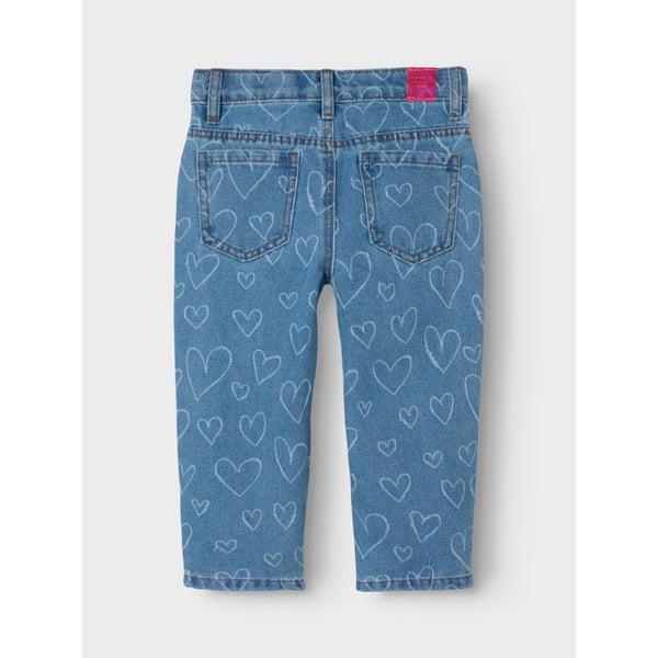 Name it bukser BELLA - Blue Denim Hearts-Bukser-Name it-Ollifant.dk