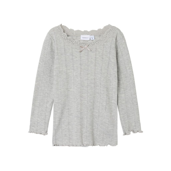 Name it Slim Top FREDA - Grey Melange-Bluser-Name it-Ollifant.dk