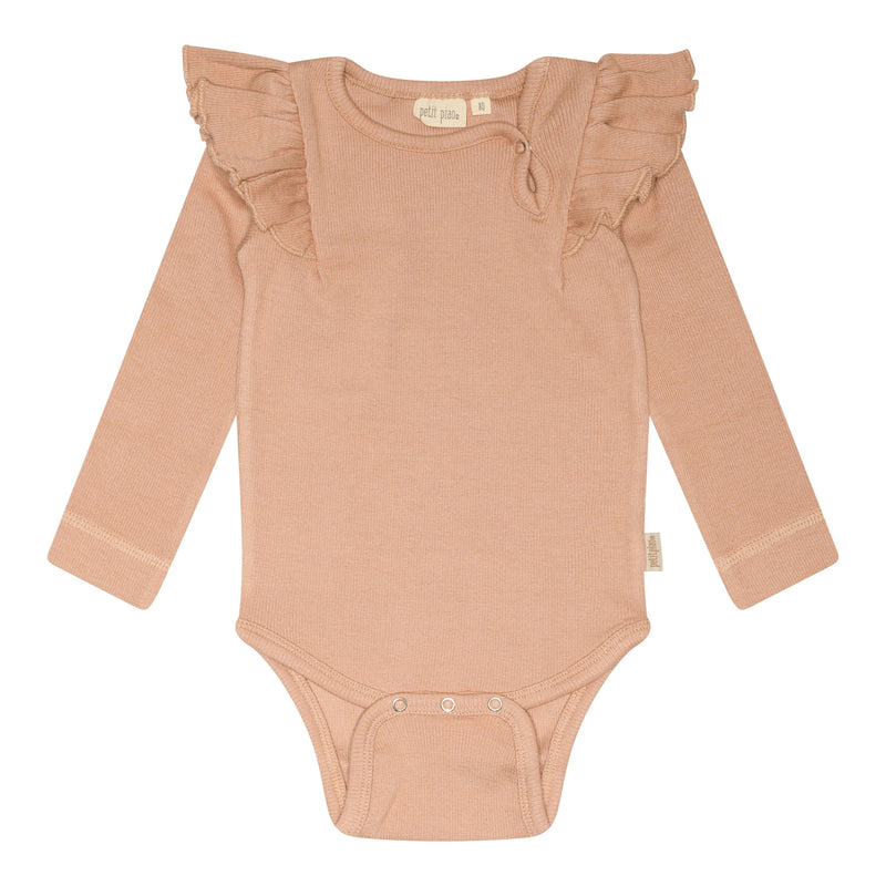 petit piao - Body L/S Modal Frill - Cafè Rose-Body-petit piao-86-Ollifant.dk